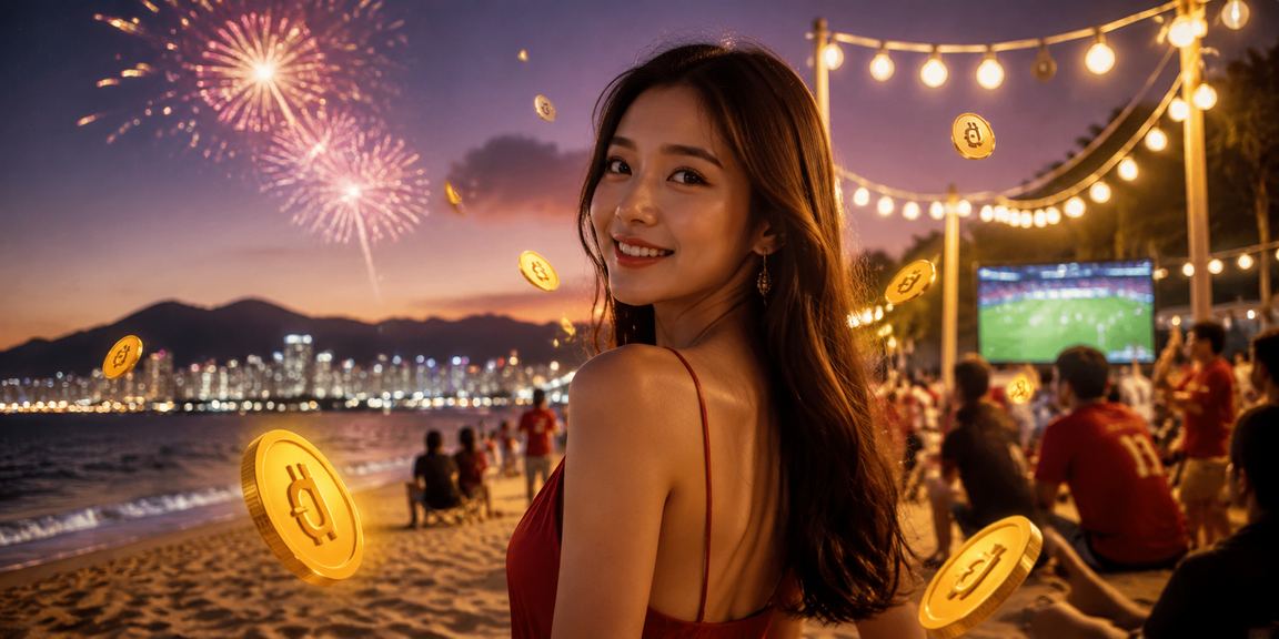 Bãi biển Đà Nẵng về đêm với ánh đèn neon và không khí VIP
