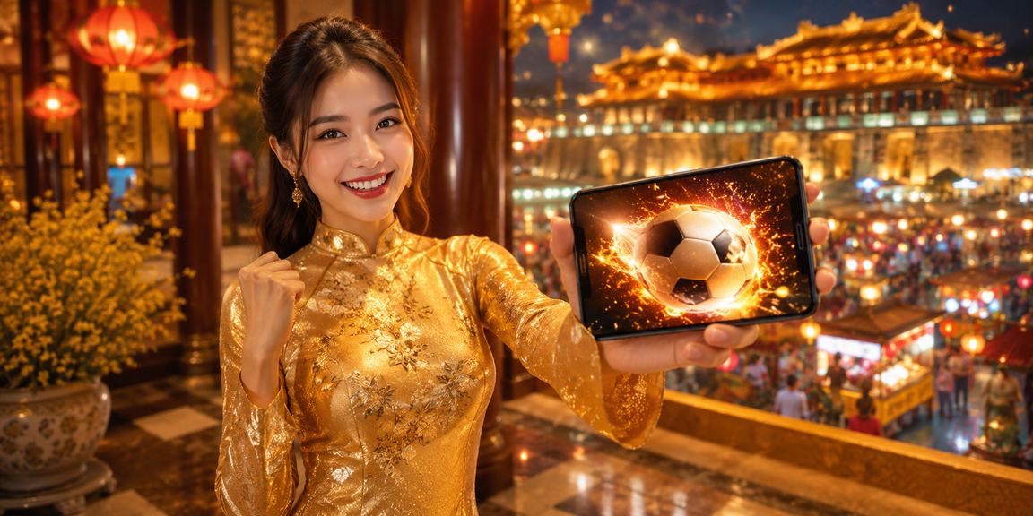 Người chơi trải nghiệm casino trên di động tại Huế với trang phục áo dài truyền thống